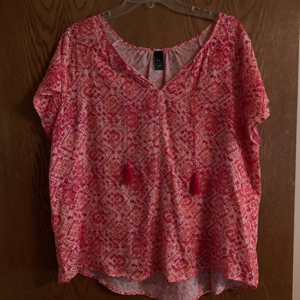 Gap blouse, red tassel accents, no tags